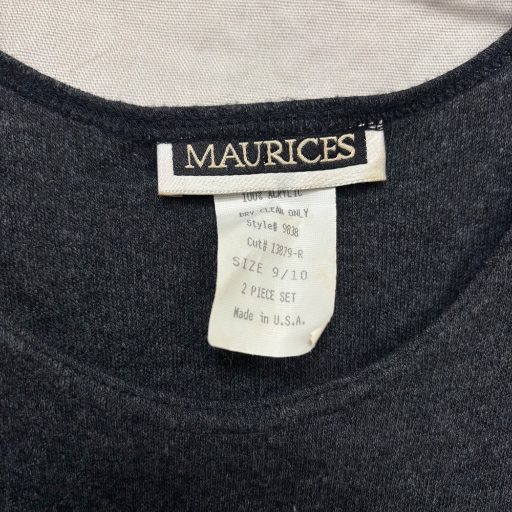 Vintage Maurices Gray Knit Sleeveless Maxi Dress 90s Made in USA Size 9/10 9838 - Picture 2 of 7